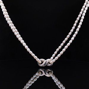 Vintage Sterling Silver Tiffany & Co. Freshwater Pearl Infinity Necklace, 17.25"